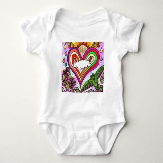 Psychedelische Regenboog Hart Kunstprint Romper (Voorkant)
