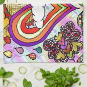 Psychedelische Regenboog Hart Kunstprint Theedoek (Gevouwen)