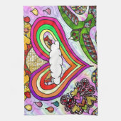 Psychedelische Regenboog Hart Kunstprint Theedoek (Verticaal)