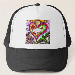 Psychedelische Regenboog Hart Kunstprint Trucker Pet