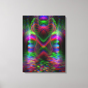 Psychedelische Regenboog Liefdes Harten Ingepakte Canvas Afdruk