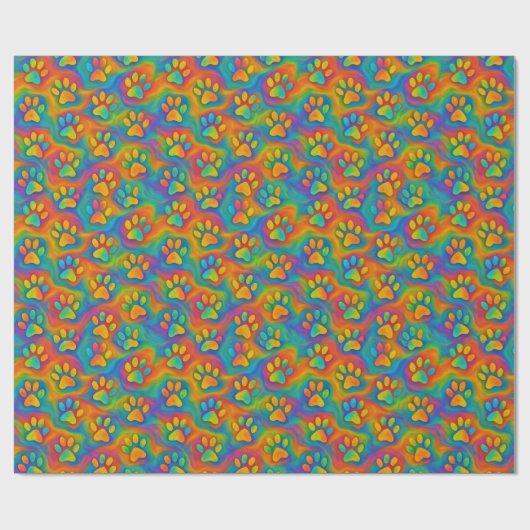 Psychedelische Regenboog Poot Print Patroon Gift W Cadeaupapier (Vlak)