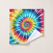 Psychedelische Regenboog Tie Dye Handdoek Set (Wasdoekje)