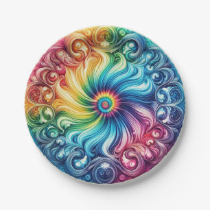 Psychedelische Regenboog Tie-Dye Retro Papieren Bo Bordje