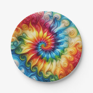 Psychedelische Regenboog Tie-Dye Retro Papieren Bo Bordje