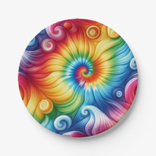 Psychedelische Regenboog Tie-Dye Retro Papieren Bo Bordje