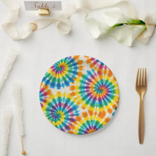 Psychedelische Regenboog Tie-Dye Retro Papieren Bo Bordje