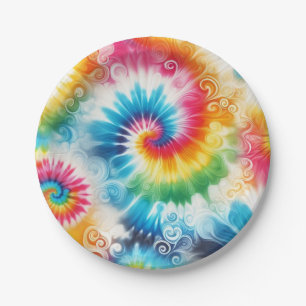 Psychedelische Regenboog Tie-Dye Retro Papieren Bo Bordje