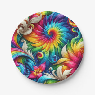 Psychedelische Regenboog Tie-Dye Retro Papieren Bo Bordje