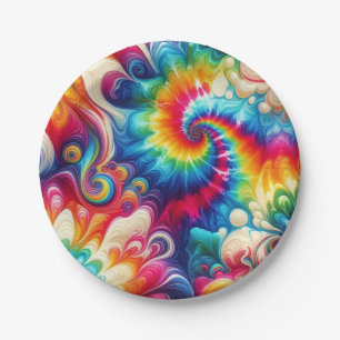 Psychedelische Regenboog Tie-Dye Retro Papieren Bo Bordje