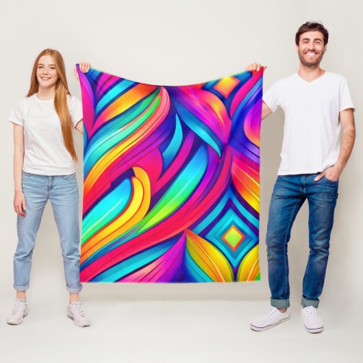 Psychedelische Regenboog Vortex Fleece Deken (In situ)