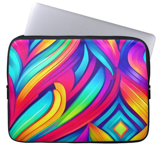 Psychedelische Regenboog Vortex Laptop Sleeve (Voorkant)