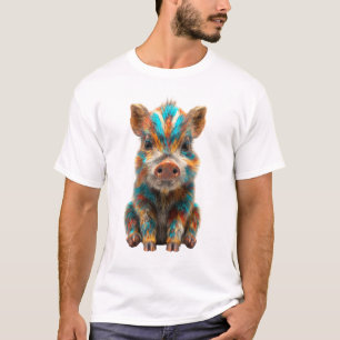 Psychedelische Regenboog Wilde Zwijn Biggetje Mann T-shirt