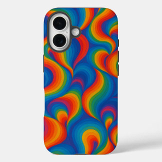 Psychedelische regenbooggolven iPhone 16 hoesje
