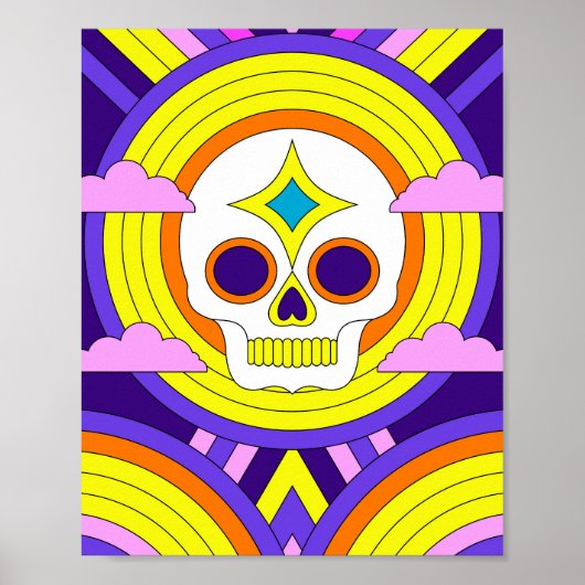 psychedelische regenboogschedel poster (Voorkant)