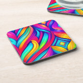 psychedelische regenboogvortex bier onderzetter (Linkerzijde)