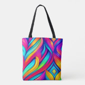 psychedelische regenboogvortex tote bag (Achterkant)