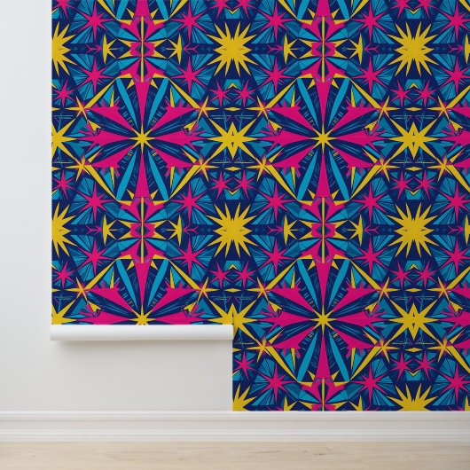 Psychedelische Retro Caleidoscoop Peel en Stick Behang (Applicatie)