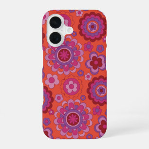 Psychedelische Retro Flower Power iPhone 16 Hoesje