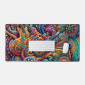 Psychedelische Retro-gitaar Kunst Bureaumat (Keyboard & Muis)