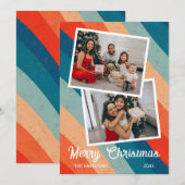 Psychedelische Retro Groove Wavy Foto Kerstmis Feestdagenkaart (Voorkant / Achterkant)