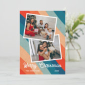 Psychedelische Retro Groove Wavy Foto Kerstmis Feestdagenkaart (Staand voorkant)