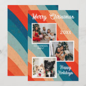 Psychedelische Retro Groovy Wave Foto's Kerstmis Feestdagenkaart (Voorkant / Achterkant)