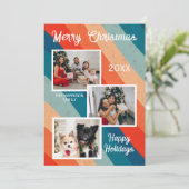 Psychedelische Retro Groovy Wave Foto's Kerstmis Feestdagenkaart (Staand voorkant)