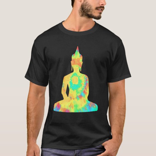 Psychedelische Retro Hippie Buddha Dharma T-shirt (Voorkant)