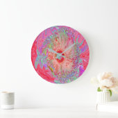 Psychedelische Retro Koraal Regenboog Hibiscus Grote Klok (Huis)