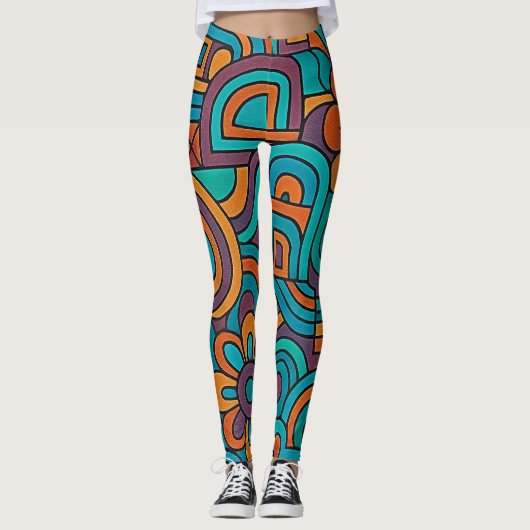 Psychedelische Retro Leggings (Voorkant)