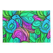 Psychedelische Retro Patroon Blauw Groen Blauwgroe Kussensloop (Achterkant-Rechts)