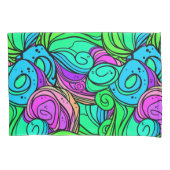 Psychedelische Retro Patroon Blauw Groen Blauwgroe Kussensloop (Voorkant-Links)