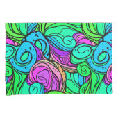 Psychedelische Retro Patroon Blauw Groen Blauwgroe Kussensloop (Voorkant-Rechts)