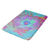 Psychedelische Retro Regenboog Blauwe Hibiscus Badmat (Gekanteld)
