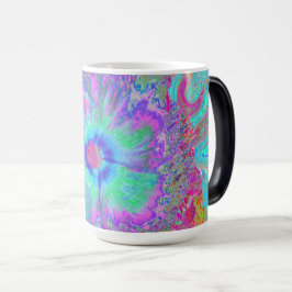 Psychedelische Retro Regenboog Blauwe Hibiscus Magische Mok
