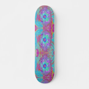 Psychedelische Retro Regenboog Blauwe Hibiscus Persoonlijk Skateboard