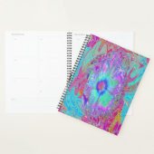 Psychedelische Retro Regenboog Blauwe Hibiscus Planner (Display)