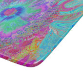 Psychedelische Retro Regenboog Blauwe Hibiscus Snijplank (Hoek)