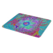 Psychedelische Retro Regenboog Blauwe Hibiscus Snijplank (Hoek)