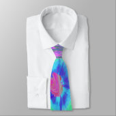 Psychedelische Retro Regenboog Blauwe Hibiscus Stropdas (Gebonden)