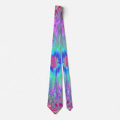 Psychedelische Retro Regenboog Blauwe Hibiscus Stropdas (Voorkant)