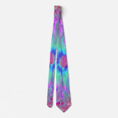Psychedelische Retro Regenboog Blauwe Hibiscus Stropdas (Achterkant)