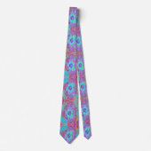 Psychedelische Retro Regenboog Blauwe Hibiscus Stropdas (Voorkant)