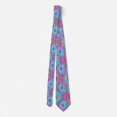 Psychedelische Retro Regenboog Blauwe Hibiscus Stropdas (Achterkant)