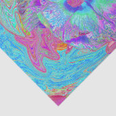 Psychedelische Retro Regenboog Blauwe Hibiscus Tissuepapier (Detail)