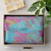 Psychedelische Retro Regenboog Blauwe Hibiscus Tissuepapier (Geschenk)