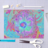 Psychedelische Retro Regenboog Blauwe Hibiscus Tissuepapier (Craft)