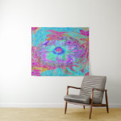 Psychedelische Retro Regenboog Blauwe Hibiscus Wandkleed (In Situ (horizontaal))