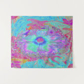 Psychedelische Retro Regenboog Blauwe Hibiscus Wandkleed (Voorkant (horizontaal))